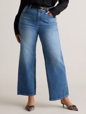 QUINCE Bella Stretch Relaxed Straight-Leg Ankle Jeans Women's Size 32 / 14